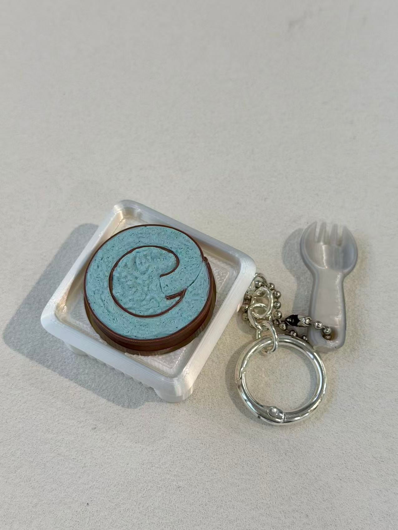 Mint Chocolate Swiss Roll Click 3D Printed Fidget Keychain