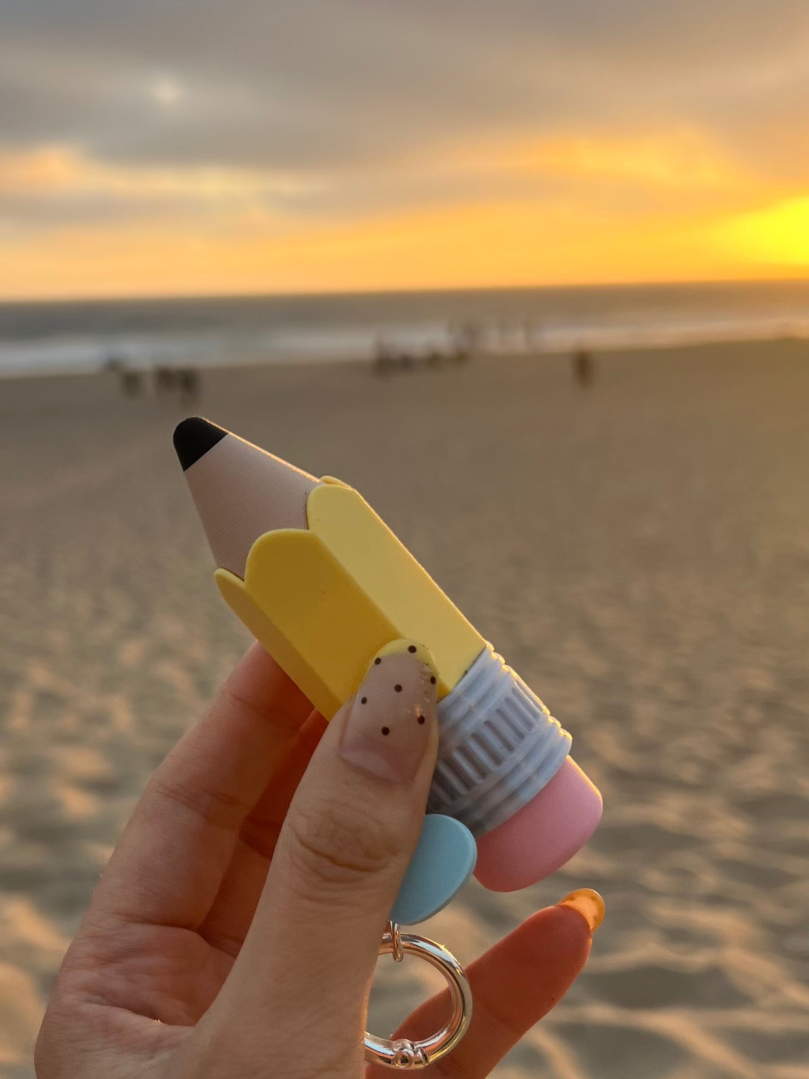 Classic Yellow Pencil Click Keychain | 3D Printed Fidget Charm