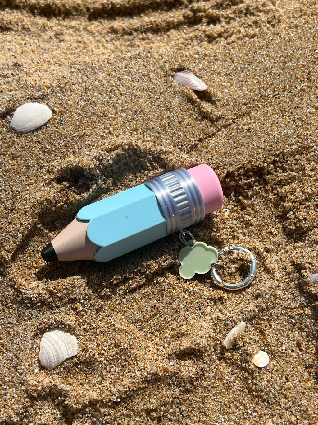 Baby Blue   Pencil Click Keychain | 3D Printed Fidget Charm