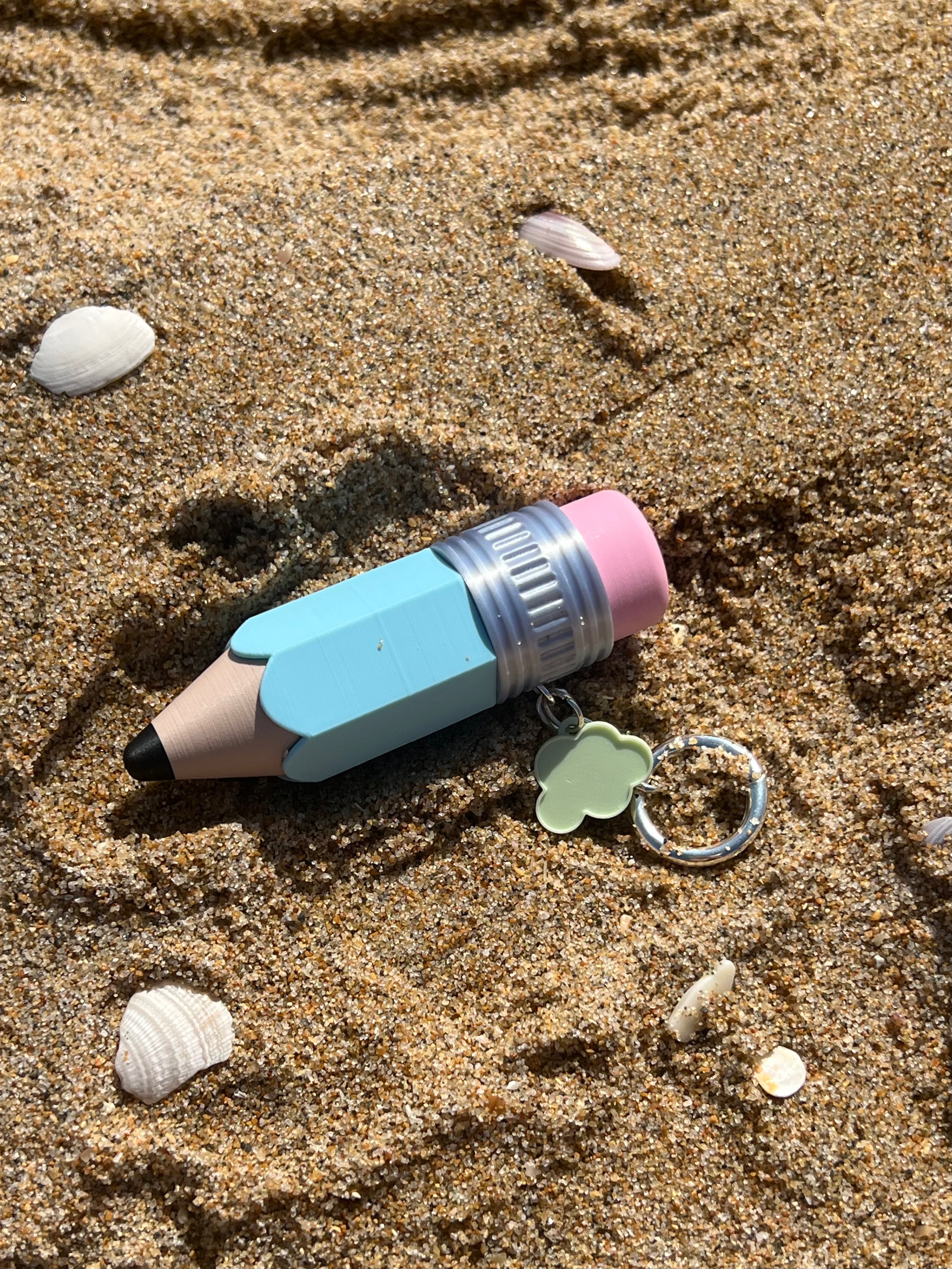 Baby Blue   Pencil Click Keychain | 3D Printed Fidget Charm