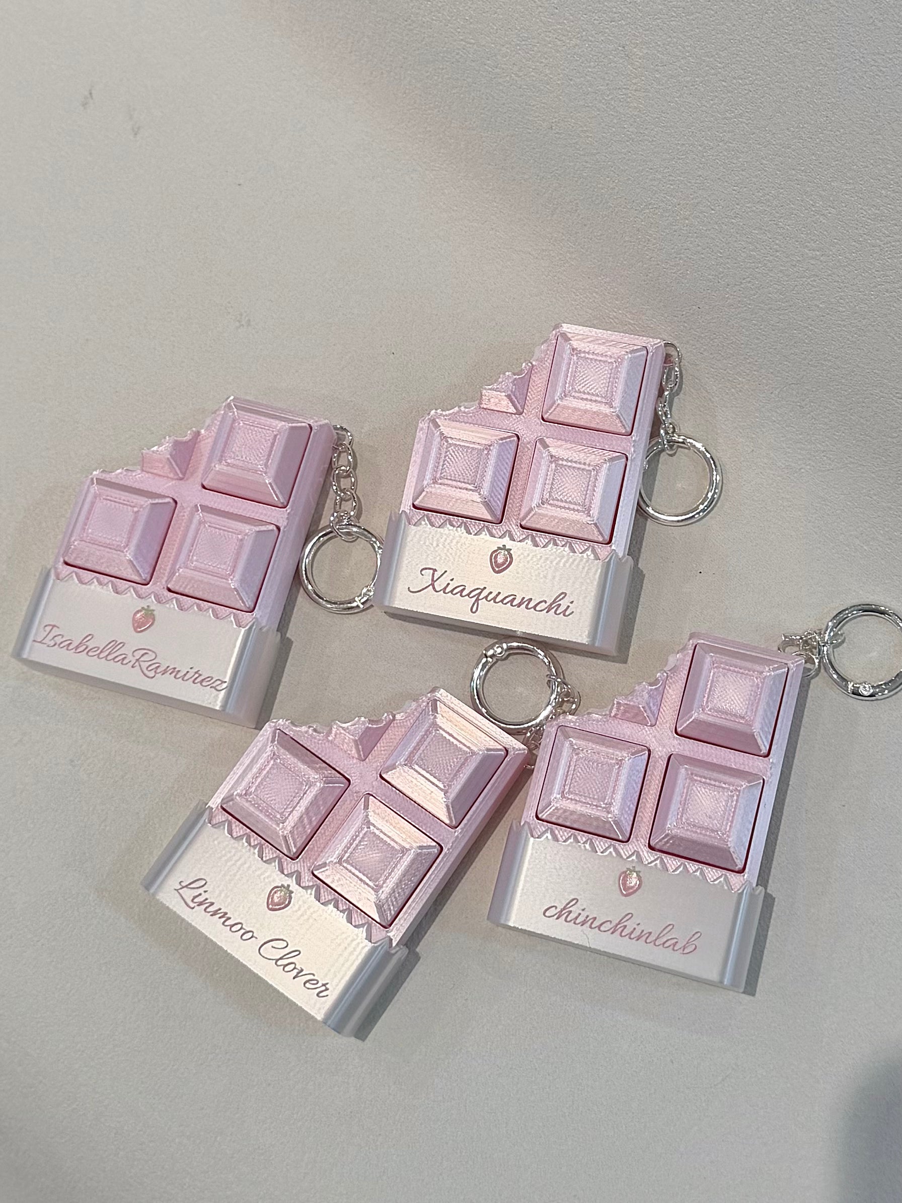 Strawberry Cream Chocolate Fidget Clicker Keychain