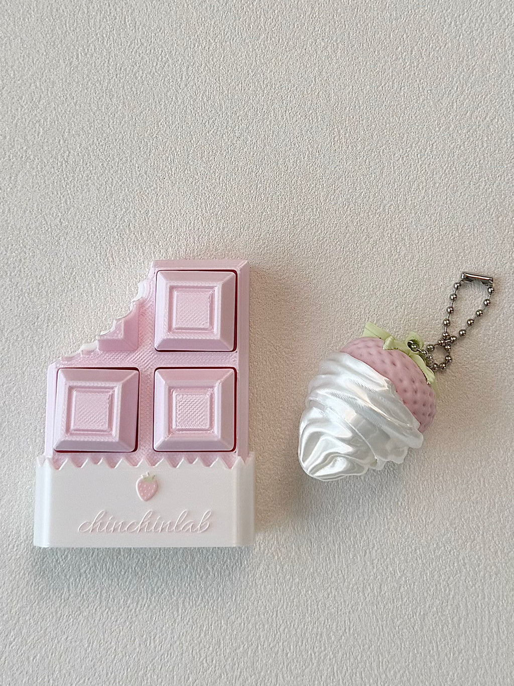 Strawberry Cream Chocolate Fidget Clicker Keychain