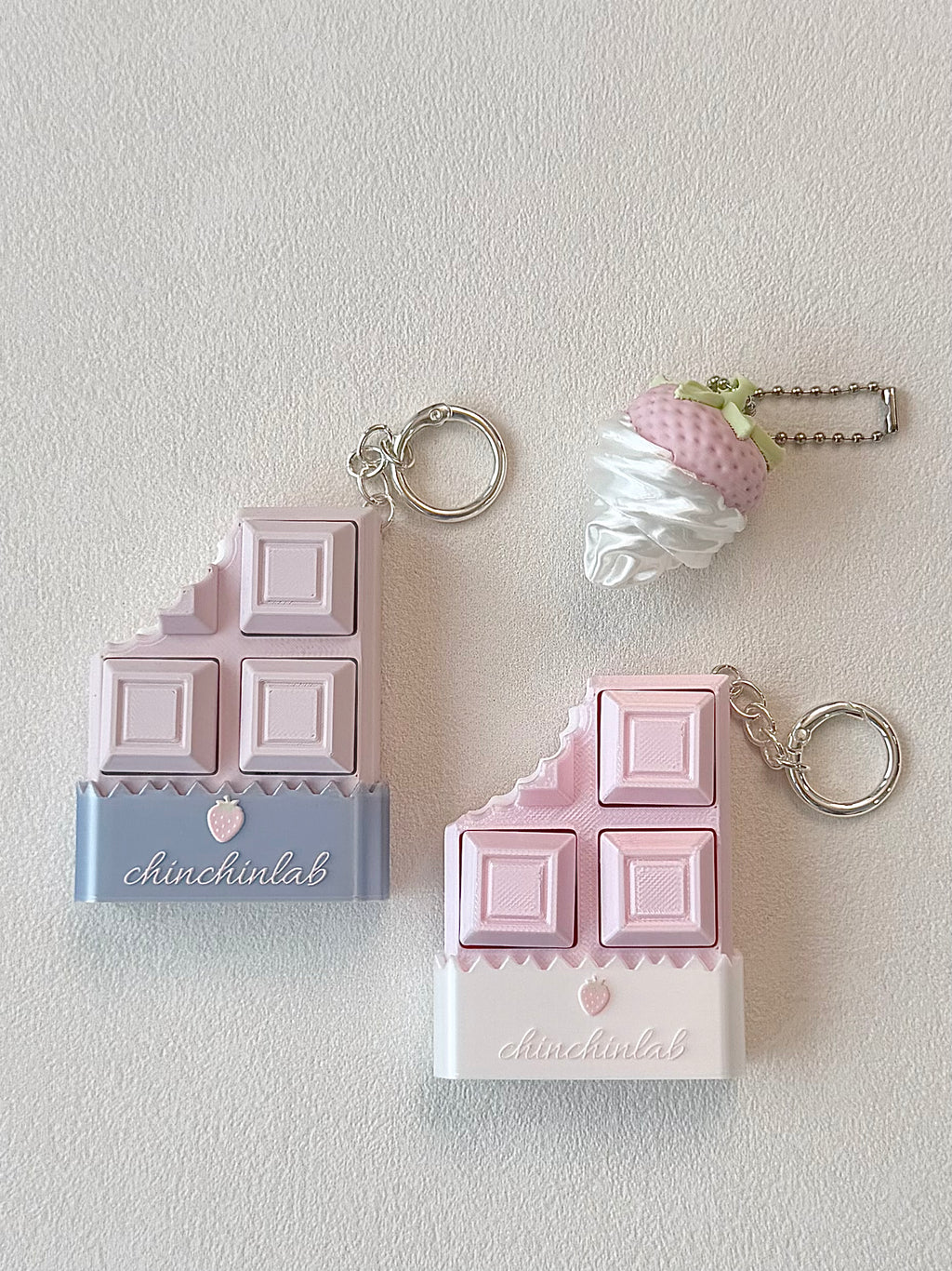 Strawberry Cream Chocolate Fidget Clicker Keychain